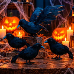 Pack "La Nuée" - 4 corbeaux d'Halloween, le grand modèle OFFERT