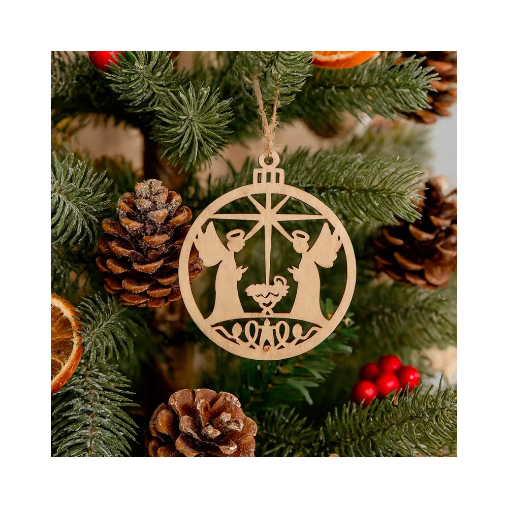 Pack Duo Noël 32 décorations bois à suspendre, 16 offertes