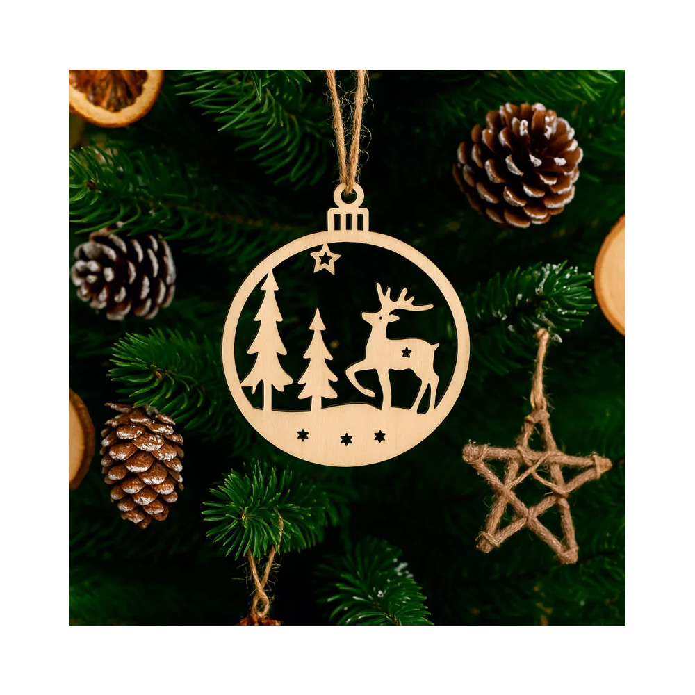 Pack Duo Noël 32 décorations bois à suspendre, 16 offertes