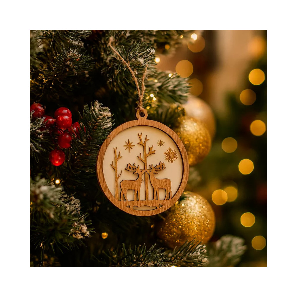 Pack décorations sapin bois Petit Chalet, 14 pièces dont 7 offertes