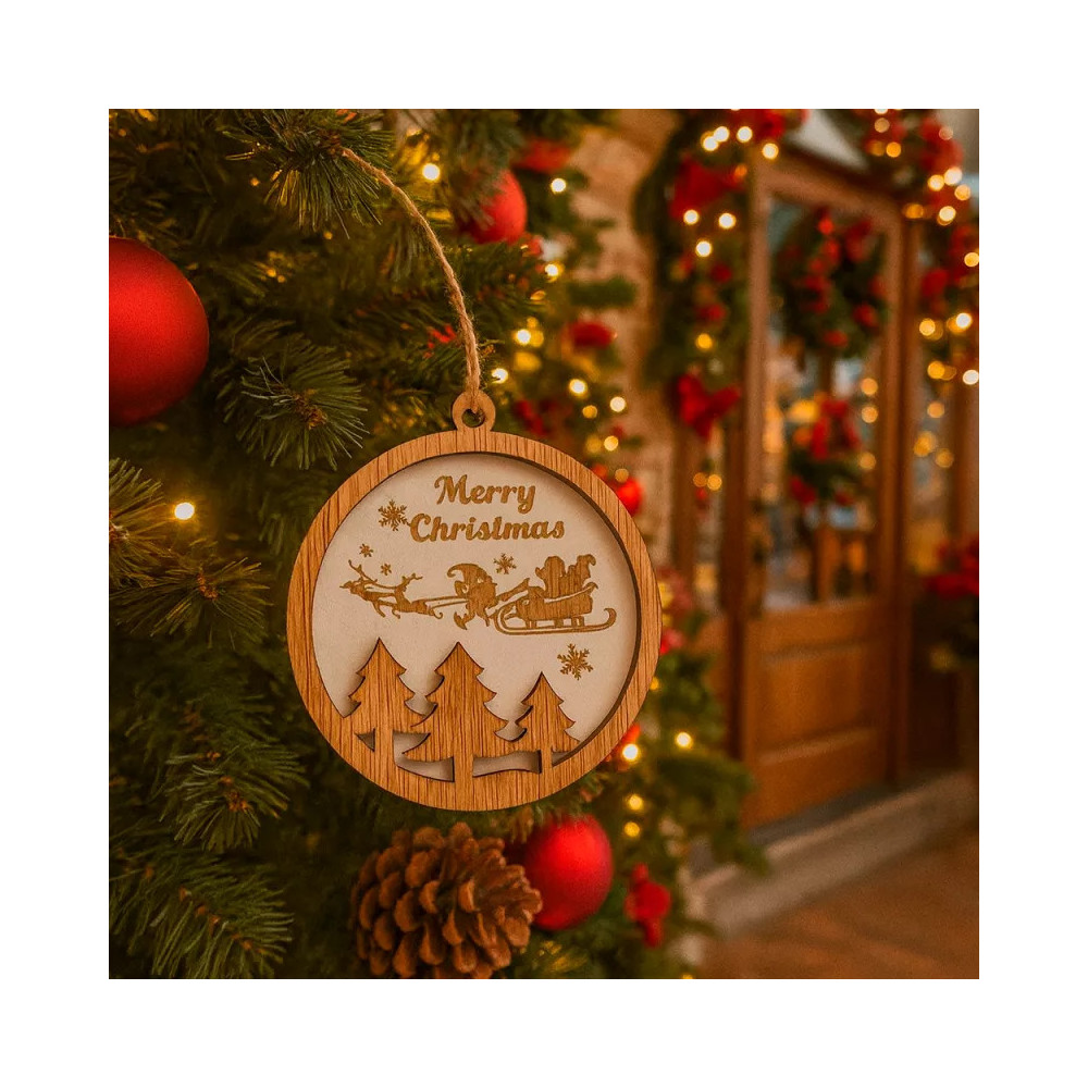 Pack décorations sapin bois Petit Chalet, 14 pièces dont 7 offertes