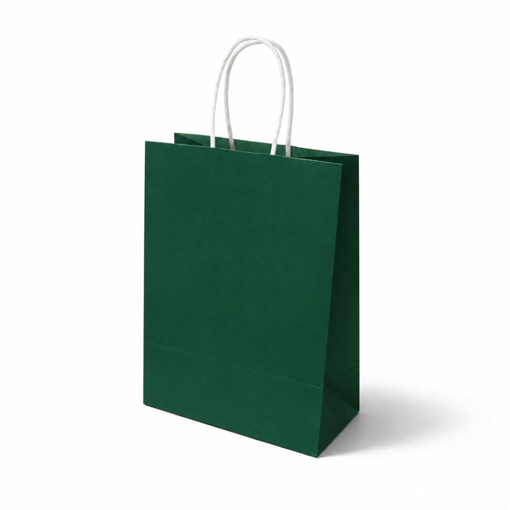 12 grands sacs cadeaux papier kraft vert sapin 31x12x42cm