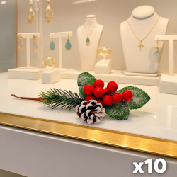 Pack de 10 petites branches de houx décoratives dont 3 offertes