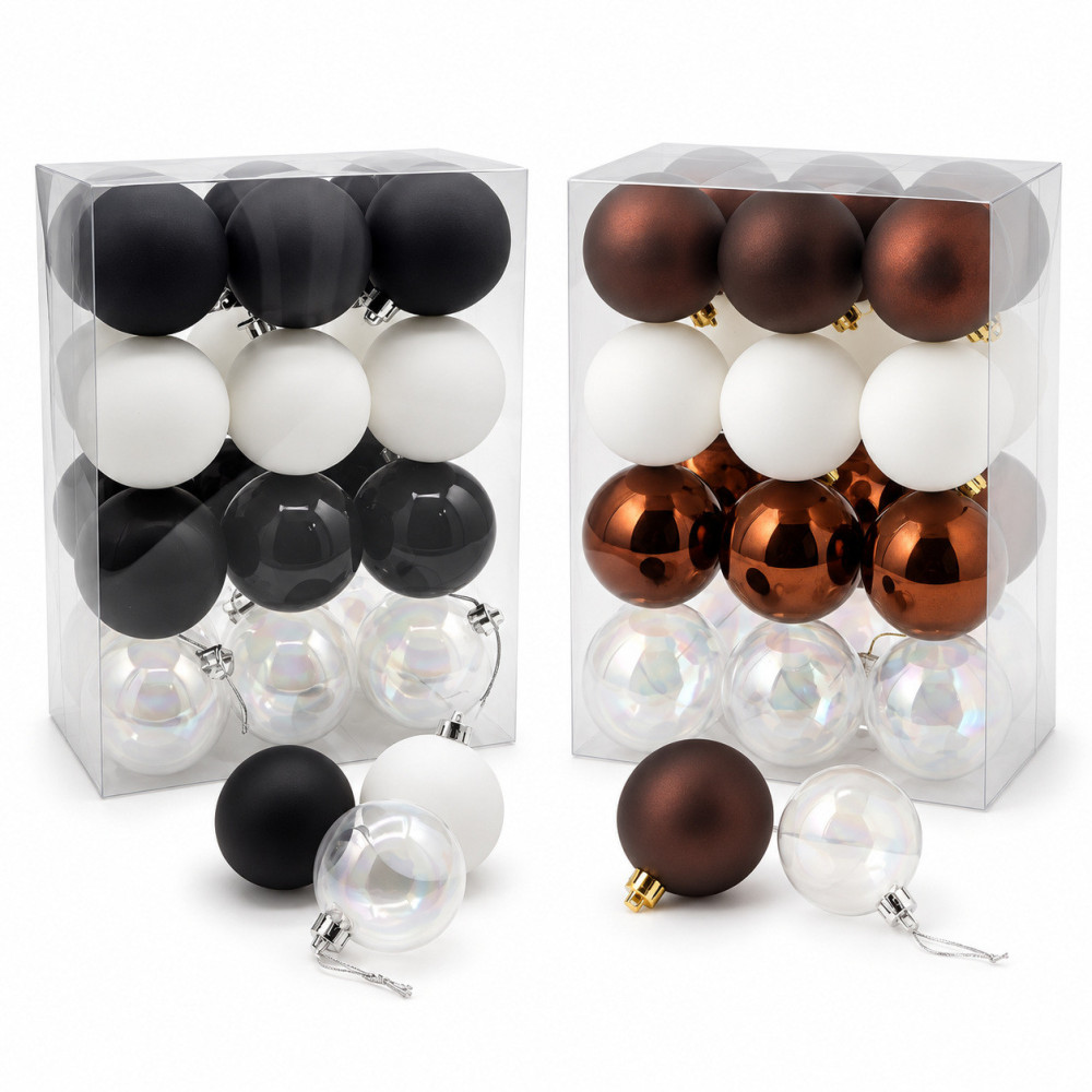 Duo « Noir et Chocolat » : boules bicolores 6 cm, le 2e pack à -50 %
