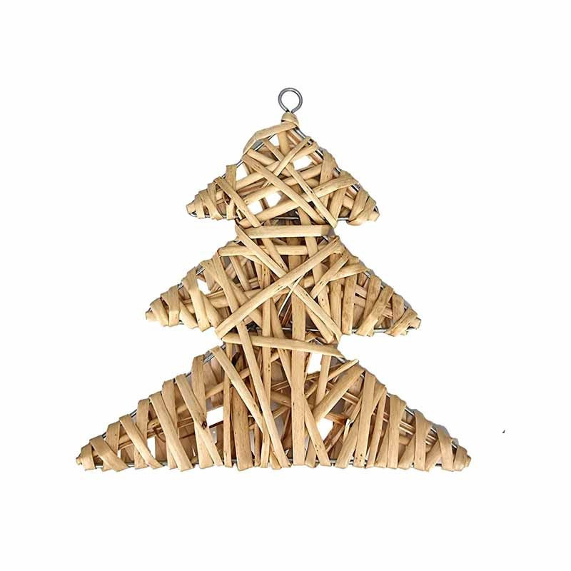 Petit sapin en osier à suspendre 15x16cm - naturel
