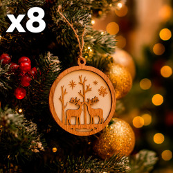 8 décorations de Noël rennes en bois à suspendre (4 lots de 2), 4 OFFERTES