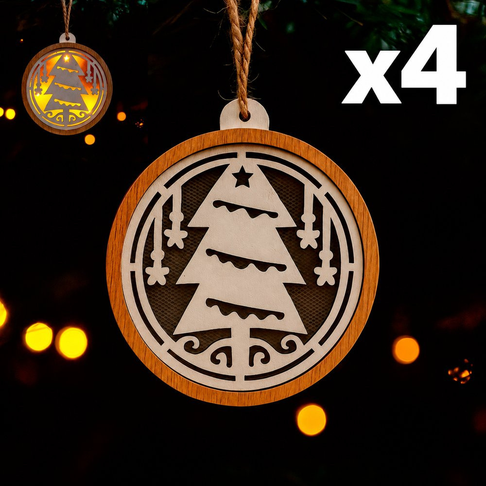 Lot de 4 sapins de Noël lumineux à suspendre, 2 OFFERTS