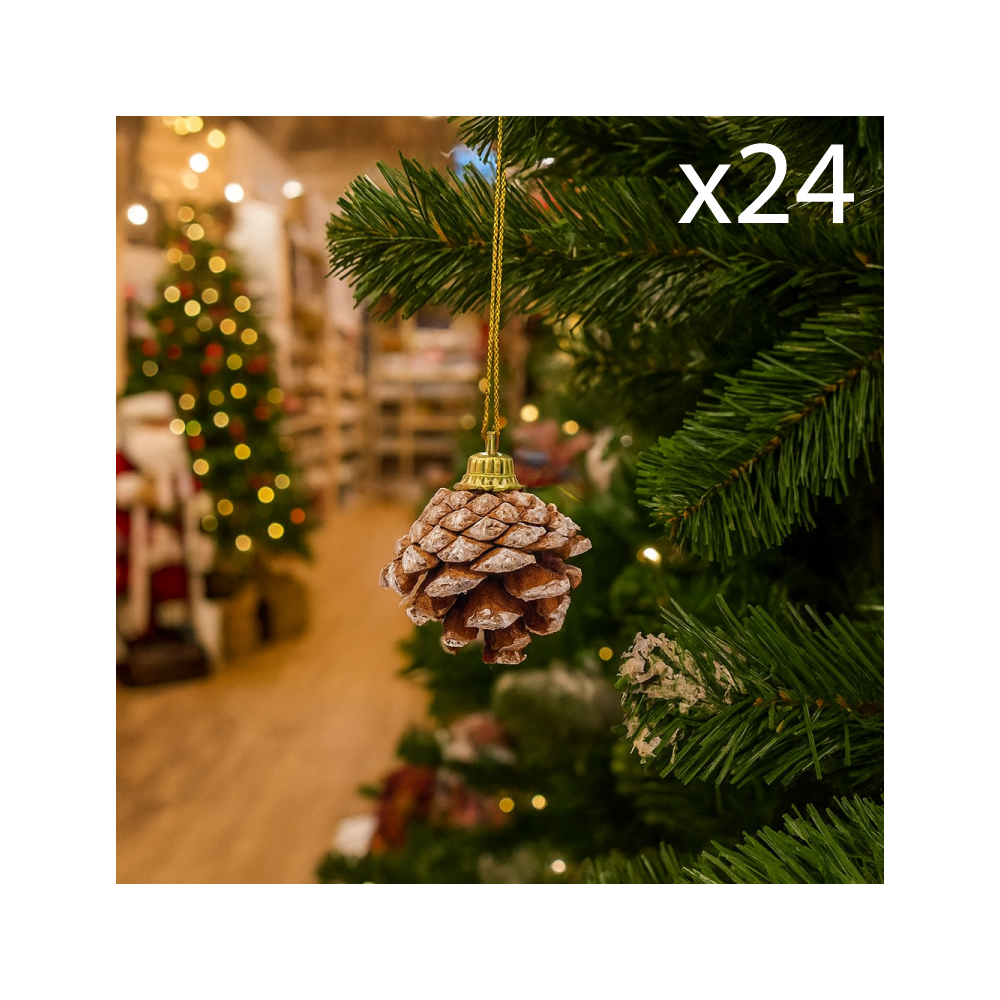24 pommes de pin décoratives 3,5 cm (4 lots de 6), 12 OFFERTES