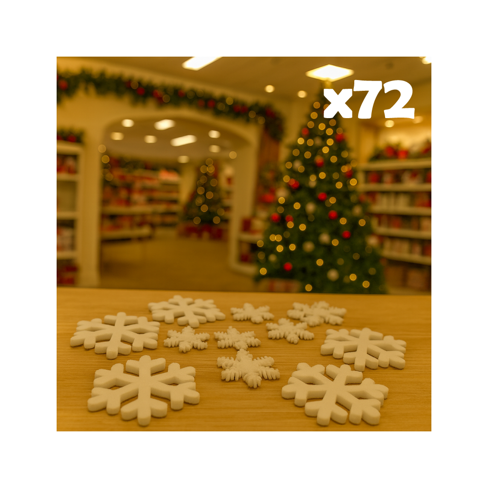 72 petits flocons de neige pour vitrine (6 lots de 12), 24 OFFERTS