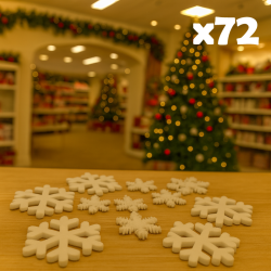 72 petits flocons de neige pour vitrine (6 lots de 12), 24 OFFERTS