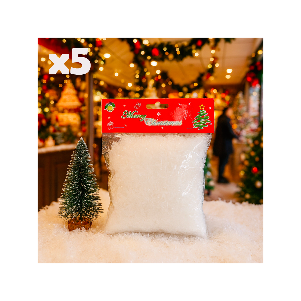 Lot de 5 sachets de flocons de neige artificiels 70 g, 2 OFFERTS