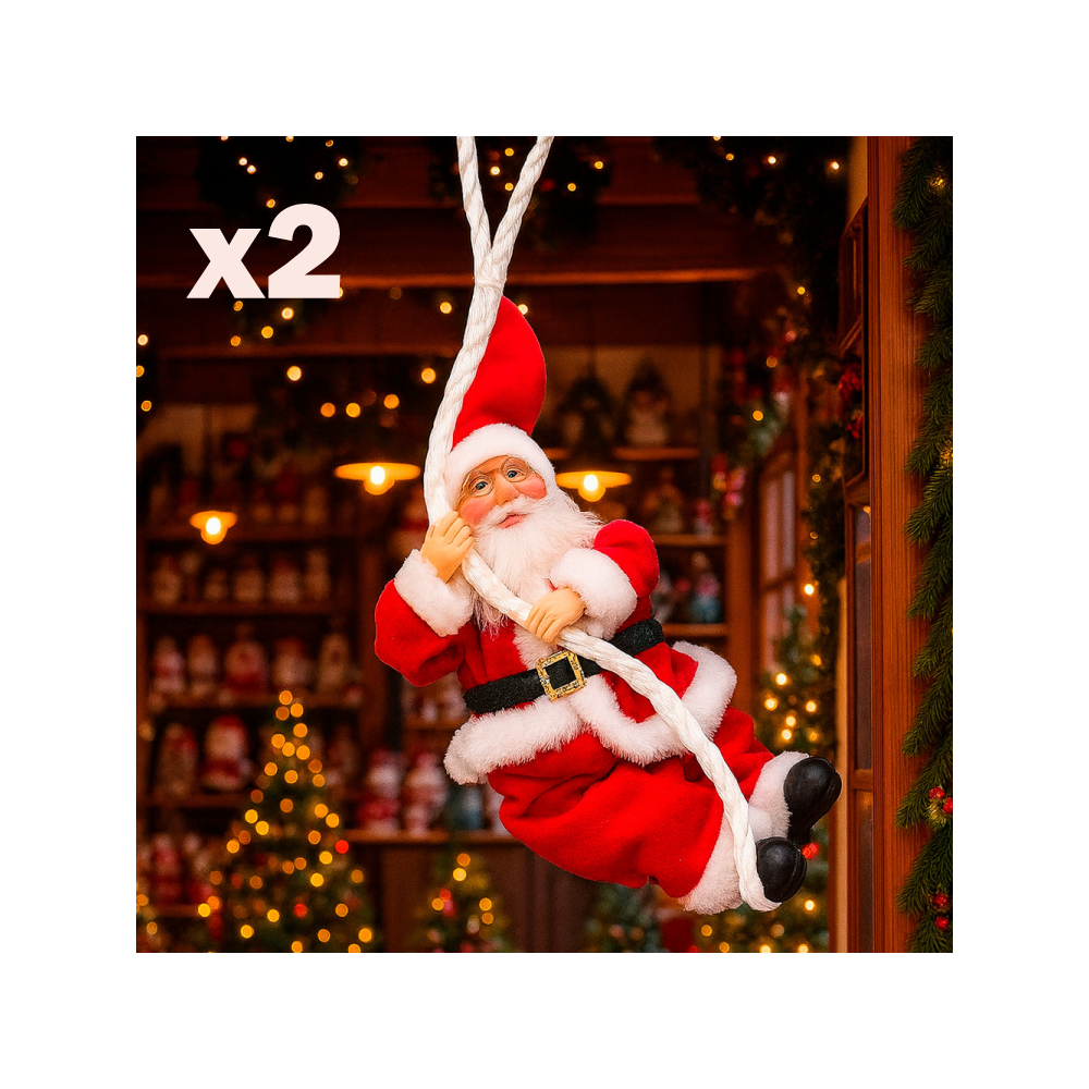 Duo de Pères Noël vintage avec corde, le 2e OFFERT