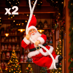 Duo de Pères Noël vintage avec corde, le 2e OFFERT