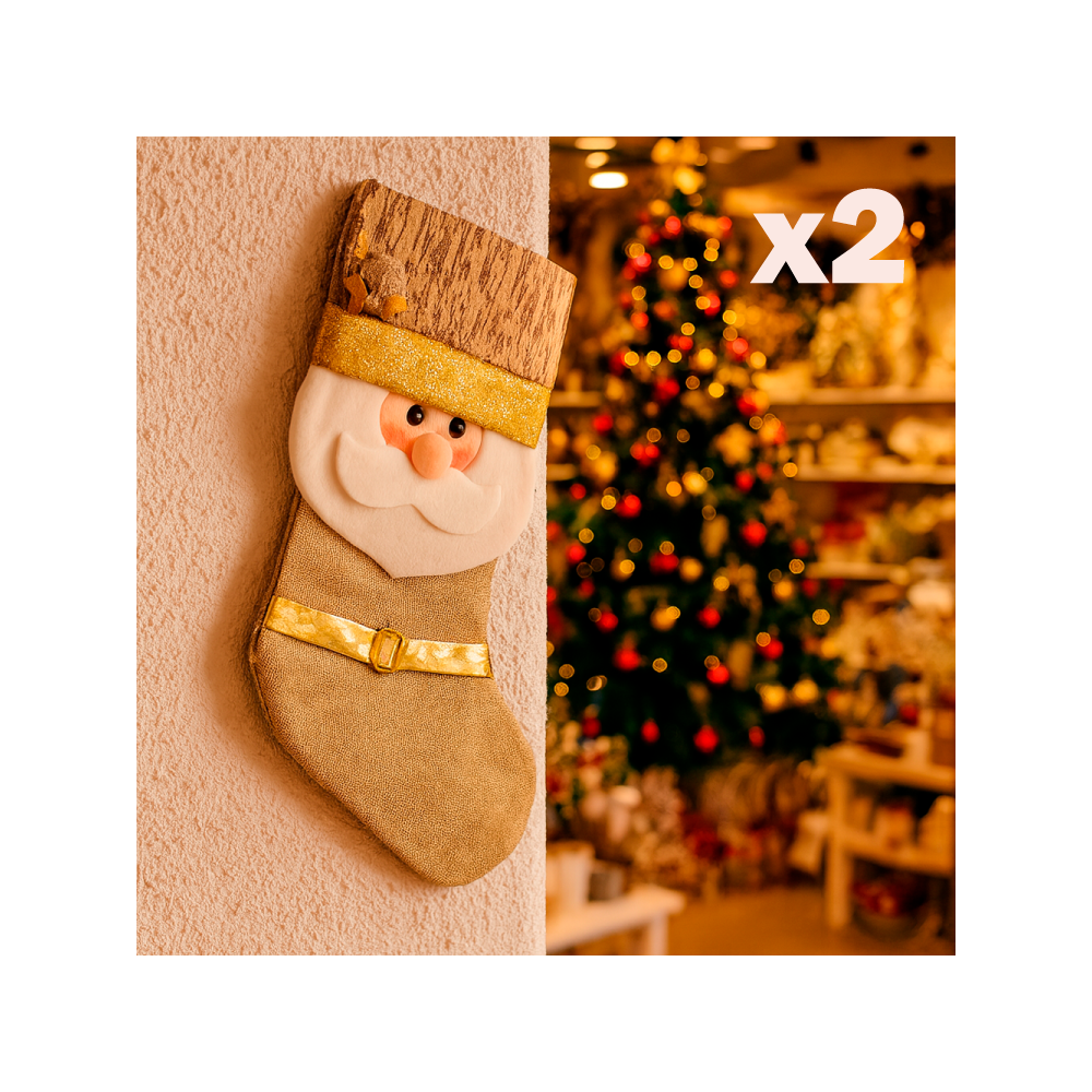 Duo de chaussettes de Noël dorées Père Noël, la 2e OFFERTE