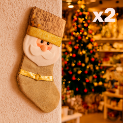 Duo de chaussettes de Noël dorées Père Noël, la 2e OFFERTE