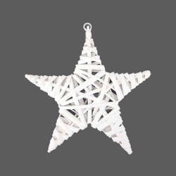 Lot de 6 étoiles en osier blanc 15 cm à suspendre, 2 OFFERTES
