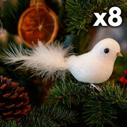 Lot de 8 colombes de sapin 13 cm à suspendre, 2 OFFERTES