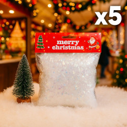 Lot de 5 sachets de flocons de neige artificiels nacrés 100 g, 2 OFFERTS