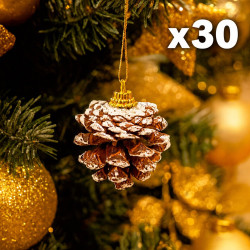 30 petites pommes de pin 3 cm pour sapin (5 lots de 6), 12 OFFERTES
