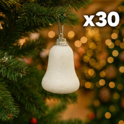 30 cloches blanches à paillettes à suspendre (5 lots de 6), 12 OFFERTES