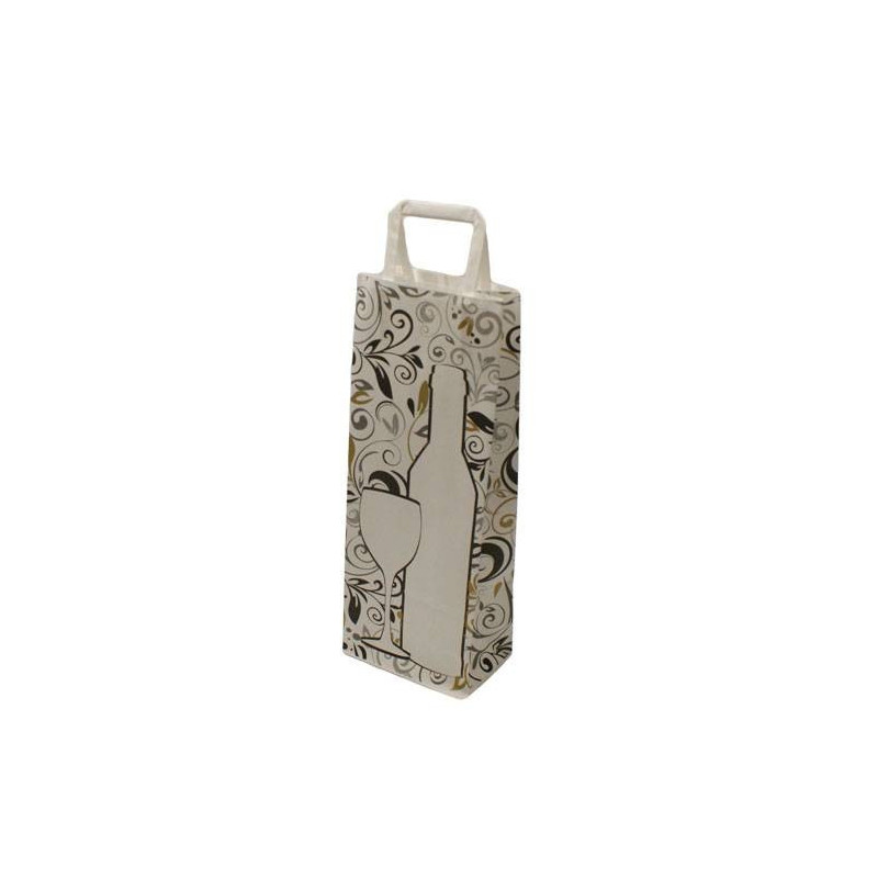 25 sacs pour bouteille en papier kraft blanc décoré - 5979