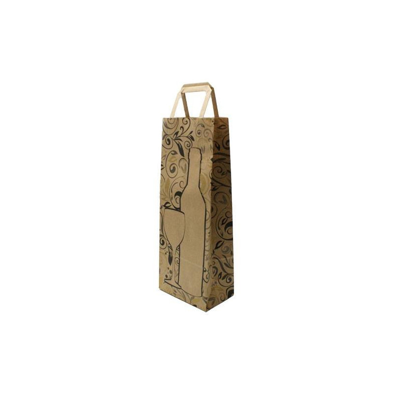 25 sacs pour bouteille en papier kraft brun décoré - 5993
