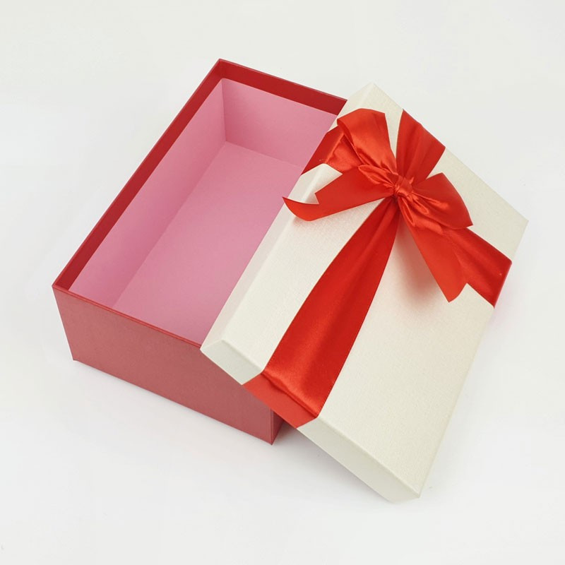 Bowknot Boîte Cadeau Luxe Rectangulaire Avec Ruban - Coffret Cadeau Haut De Gamme 22x16x8.7 Cm