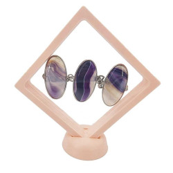 Set di 10 espositori per gioielli effetto fluttuante a forma di rombo 11x11 cm - rosa