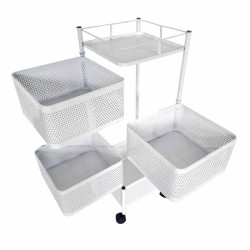 Carrello con 4 cassetti girevoli in metallo bianco