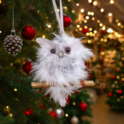 Decorazione per albero di Natale a forma di gufo - Grigio
