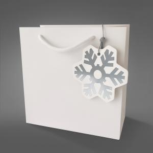 24 étiquettes cartonnées de noël en forme de flocon argenté brillant