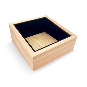 Petit casier pour coussin de montre en bois et velours noir