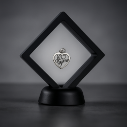 Piccolo espositore galleggiante per gioielli 7x7 cm a forma di rombo - nero
