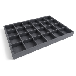 Set di 5 vassoi per gemmologia con scomparti piccoli in similpelle grigio antracite