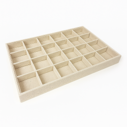 Vassoio per gemmologia a 24 scomparti - Cotone beige naturale