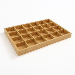 Set di 5 vassoi per gemmologia con piccoli scomparti in juta beige