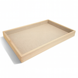 Set di 5 vassoi da esposizione in legno e cotone beige naturale