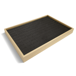 Set di 5 vassoi per 100 anelli in legno e similpelle grigio antracite