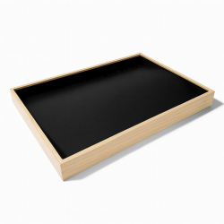 Set di 5 vassoi per collane e bracciali in legno e similpelle nera
