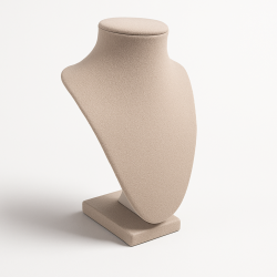 Mini busto portagioielli in similpelle beige crema per collane