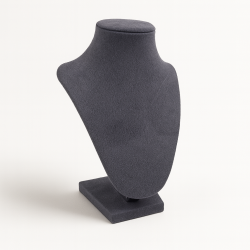 Set di 10 mini busti portagioiellilli in similpelle grigio antracite per collane