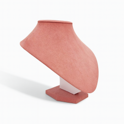 Set di 10 manichini per gioielli arrotondati in alcantara rosa 18 cm