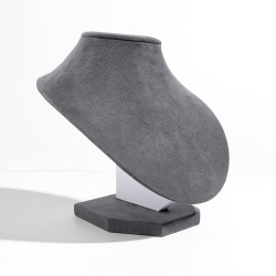 10 busti per gioielli in similpelle grigio antracite per collane corte