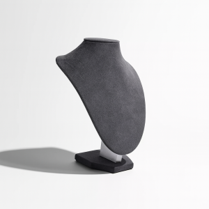 Buste bijoux en suédine gris anthracite de 24cm pour chaînes