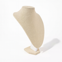 Set<p style="background:#eef;padding:2px;"> di 10</p>busti portagioielli in cotone beige naturale da 24 cm per catene