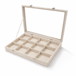 Set di 5 valigette portagioielli con scomparti in cotone beige
