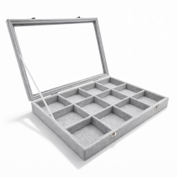 Set di 5 valigette portagioielli con scomparti in velluto grigio