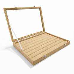 Set di 5 astucci per anelli in juta beige