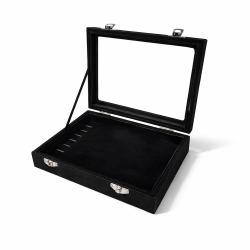 Set di 5 piccole valigette con vetrina per braccialetti in velluto nero