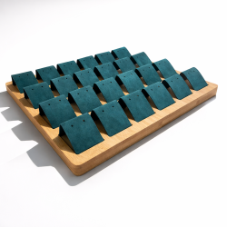 Grande vassoio per orecchini in legno e alcantara verde smeraldo